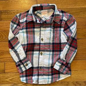Jumping Beans | Christmas Plaid Button Up Flannel Shirt | 2T